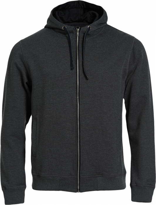 Clique - Classic Hoody Full Zip - Anthracite Melange & negro