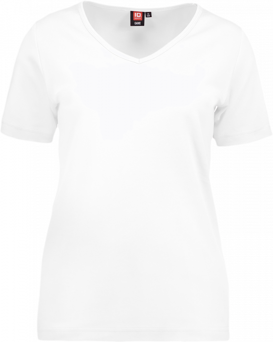 ID - Ladies' Interlock T-Shirt V-Neck - Wit