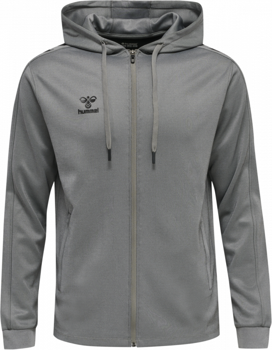 Hummel - Core Xk Poly Hoodie With Zipper - Grey Melange & czarny