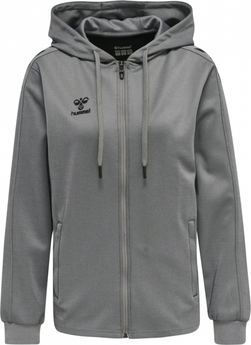 Hummel - Core Xk Poly Hoodie With Zipper Women - Grey Melange & czarny