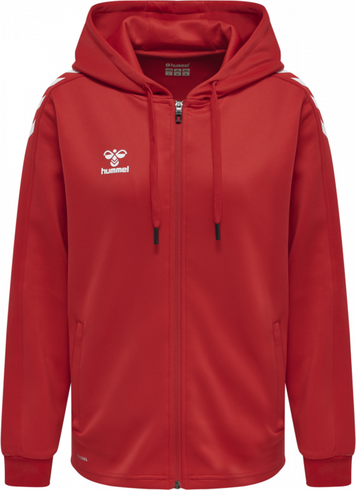 Hummel - Core Xk Poly Hoodie With Zipper Women - True Red & blanc