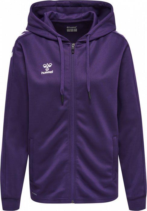 Hummel - Core Xk Poly Hoodie With Zipper Women - Purple Reign & vit