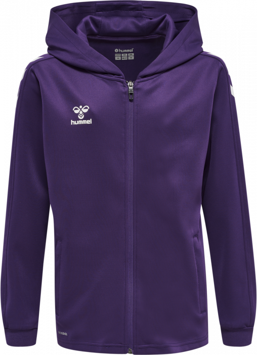 Hummel - Core Xk Poly Hoodie With Zipper Jr - Purple Reign & vit