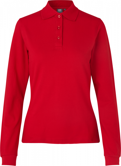 ID - Long-Sleeved Polo Shirt Stretch Woman - Rood