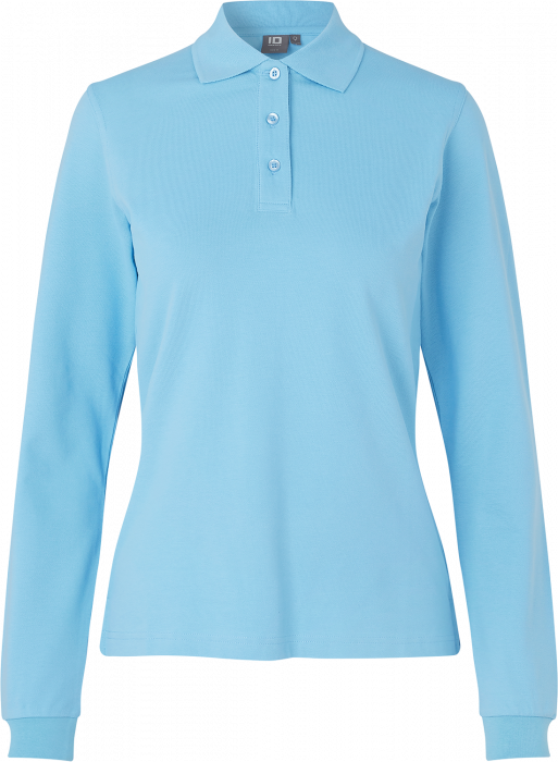 ID - Long-Sleeved Polo Shirt Stretch Woman - Jasnoniebieski