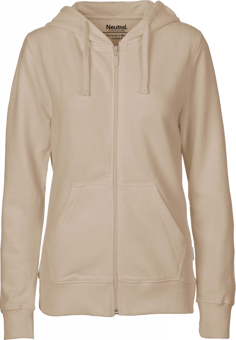 Neutral - Organic Cotton Hoodie With Full Zip Women - Sand