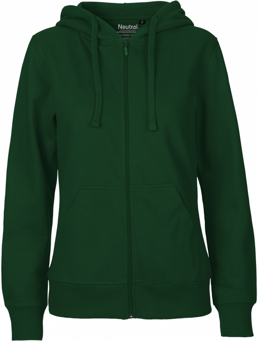 Neutral - Organic Cotton Hoodie With Full Zip Women - Bottle Green